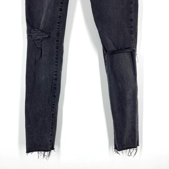 Madewell High Riser Skinny Skinny Jeans Size 27 Black Distressed Crop Ankle - Picture 5 of 7